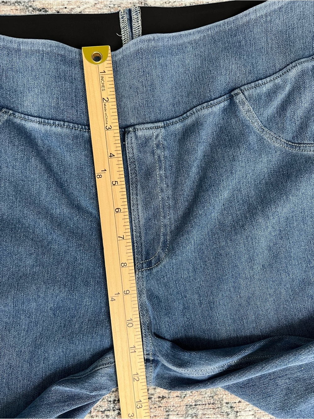 Halara Flex High Waisted Pocket Denim Casual Leggings Blue Large 7/8 - Picture 11 of 15